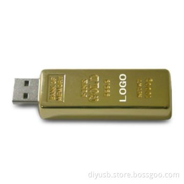 Gold USB Stick with Shock Resistance, 40mA Static Current and 10-year Data Storage Time